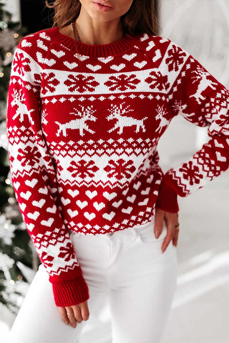 Christmas Elk Long Sleeve Knitted Sweater