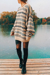 Round Neck Loose Knit Retro Sweater