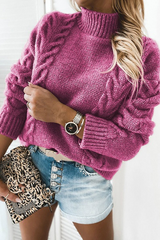 Pure Color Turtleneck Knitted Sweater