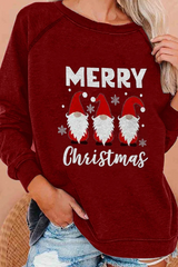 Cartoon Print Christmas Round Neck Sweatshirt