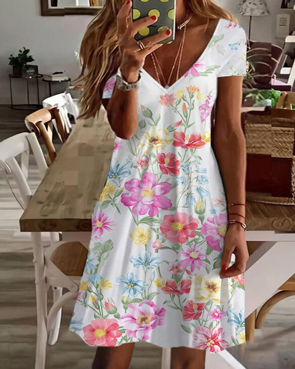 Sexy V-Neck Loose Print Dress