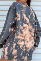 Round Neck Tie Dye Print Sweatshirt