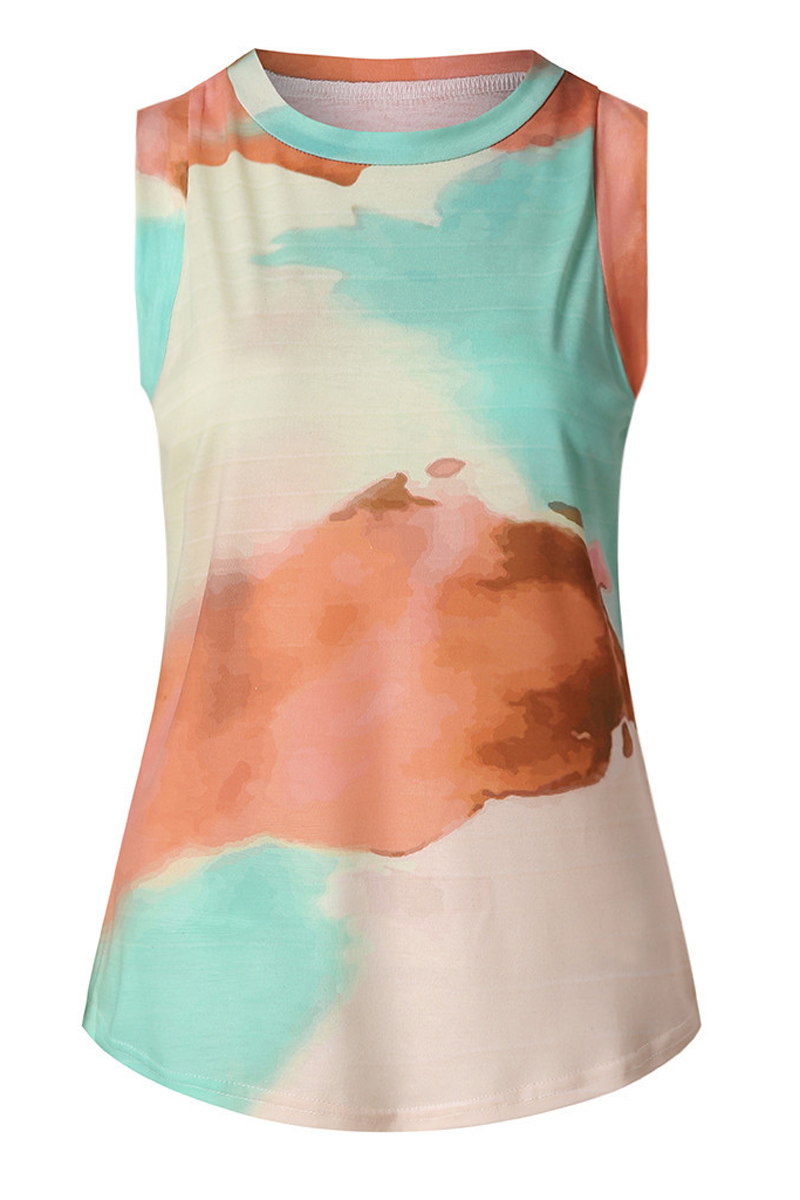 Tie Dye Round Neck Sleeveless Top