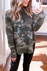 Camouflage Print Long Sleeve Hoodie