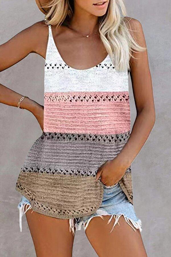 Color Block U-Neck Sleeveless Vest