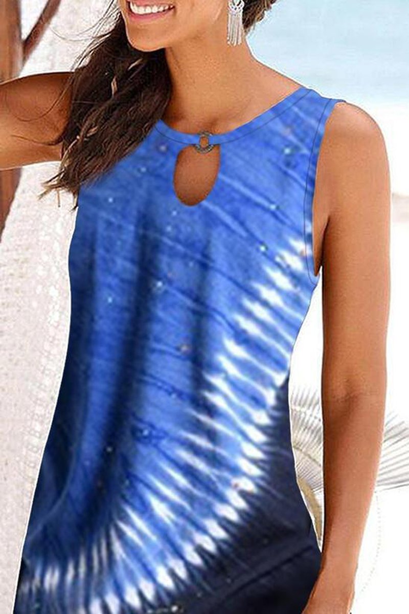 Tie Dye Cutout Sleeveless Dress