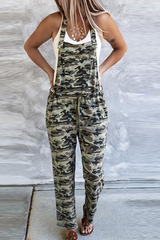 Camouflage Lace-up Straight Jumpsuit