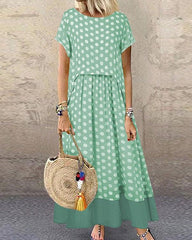 Polka Dot Fake Two Pieces Summer Plus Size Maxi Dress