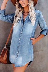 Casual Classic Denim Shirt Dress