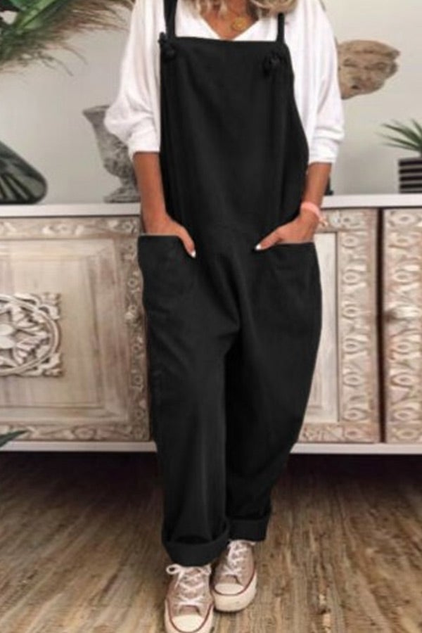 Casual Cotton Pocket Desgin Jumpsuit