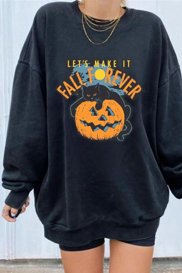 Casual Halloween Printed Pullover