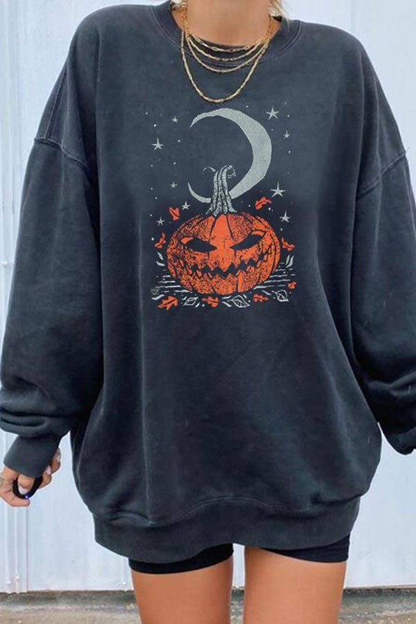 Casual Halloween Printed Pullover