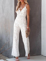 Casual Lace Stitching Suspender Jumpsuit