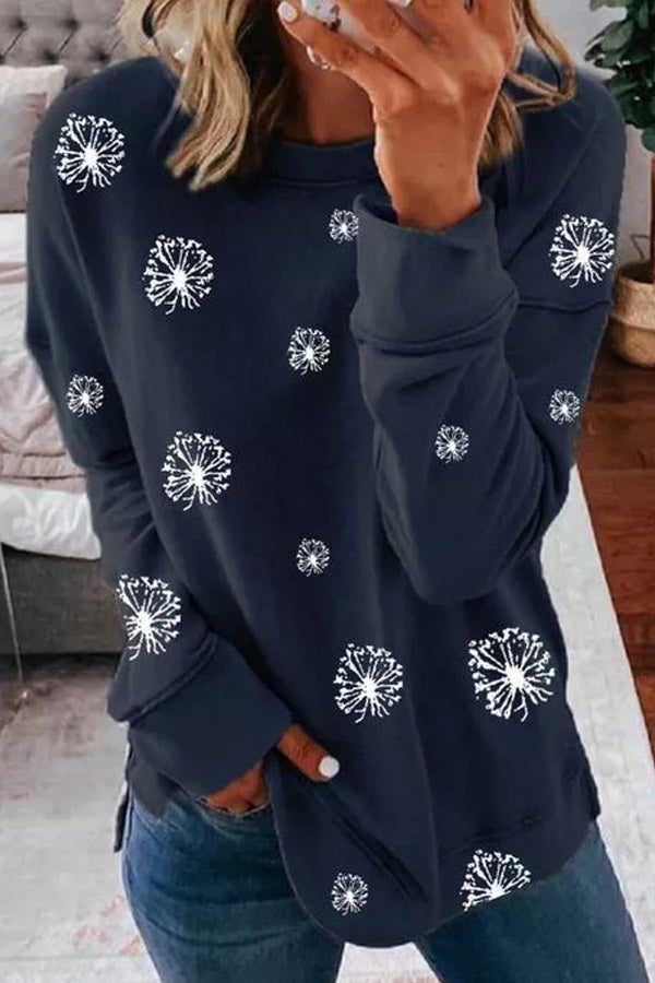 Casual Printed Plus Size Sweatshirt