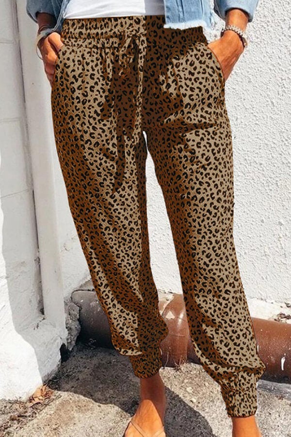 Casual Regular Print Loose Trousers