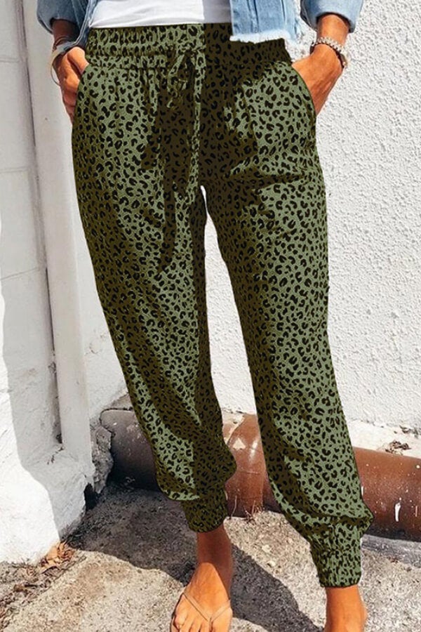 Casual Regular Print Loose Trousers