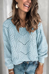 Casual Solid Color Hollow Knit Sweater