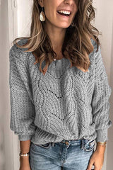 Casual Solid Color Hollow Knit Sweater