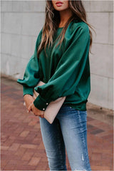 Casual Solid Color Lantern Sleeve Top