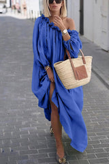 Casual Solid Color One Shoulder Loose Dress