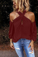 Casual Solid Off The Shoulder Top