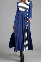 Casual Striped Stitching Loose Dress
