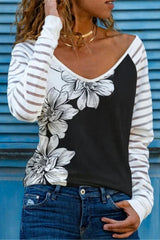 Casual V Neck Regular Print Basic Top