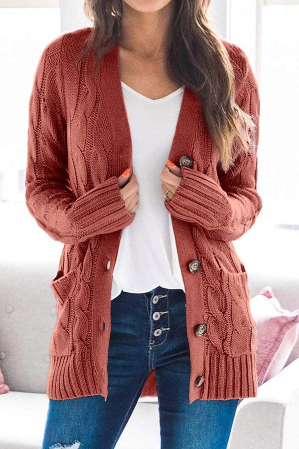 Casual V-Neck Single Breasted Coat