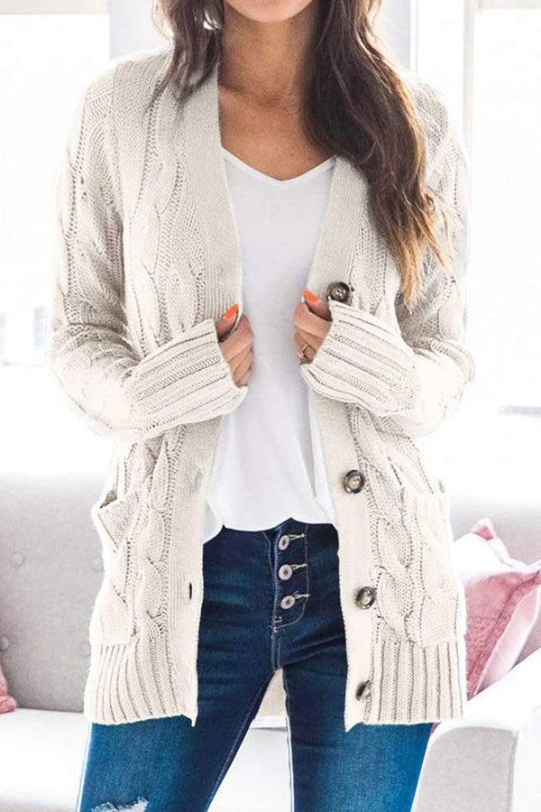 Casual V-Neck Single Breasted Coat