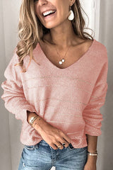 Casual V Neck Striped Sweater