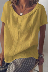 Causl Solid Color Cotton Linen Tee