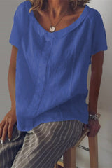 Causl Solid Color Cotton Linen Tee