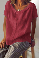 Causl Solid Color Cotton Linen Tee