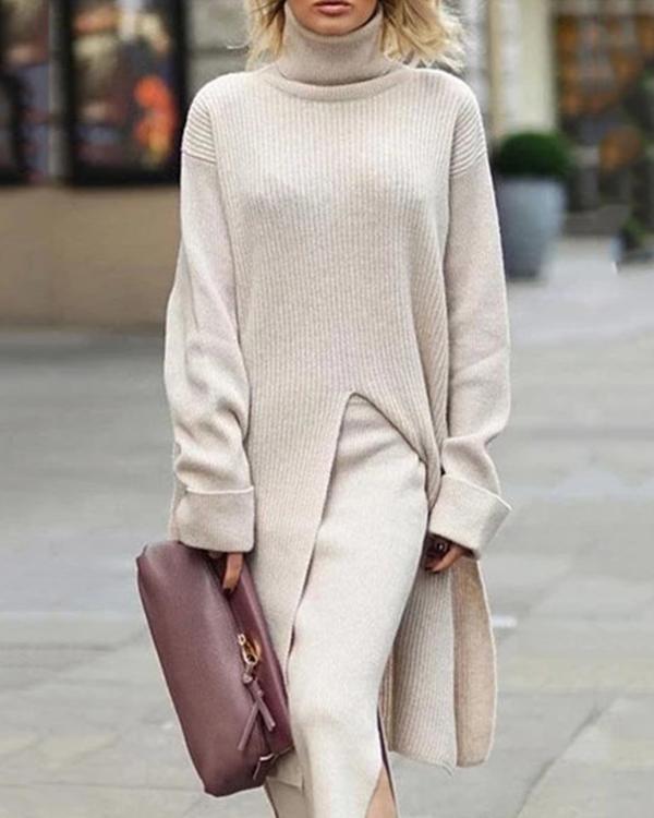 Casual Long Sleeve Turtleneck Sweater