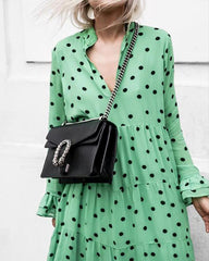 Polka-dot Long Sleeves Maxi Dress