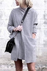 Fashion Round Neck Pocket Dress