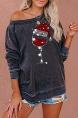 Christmas Hat Round Neck Sweatshirt