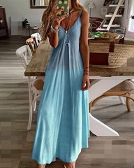 Women's Strap Dress Maxi long Dress Sleeveless Color Gradient Summer