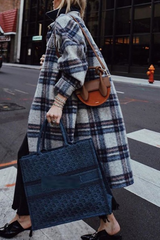 Tartan Calf-Length Woolen Coat