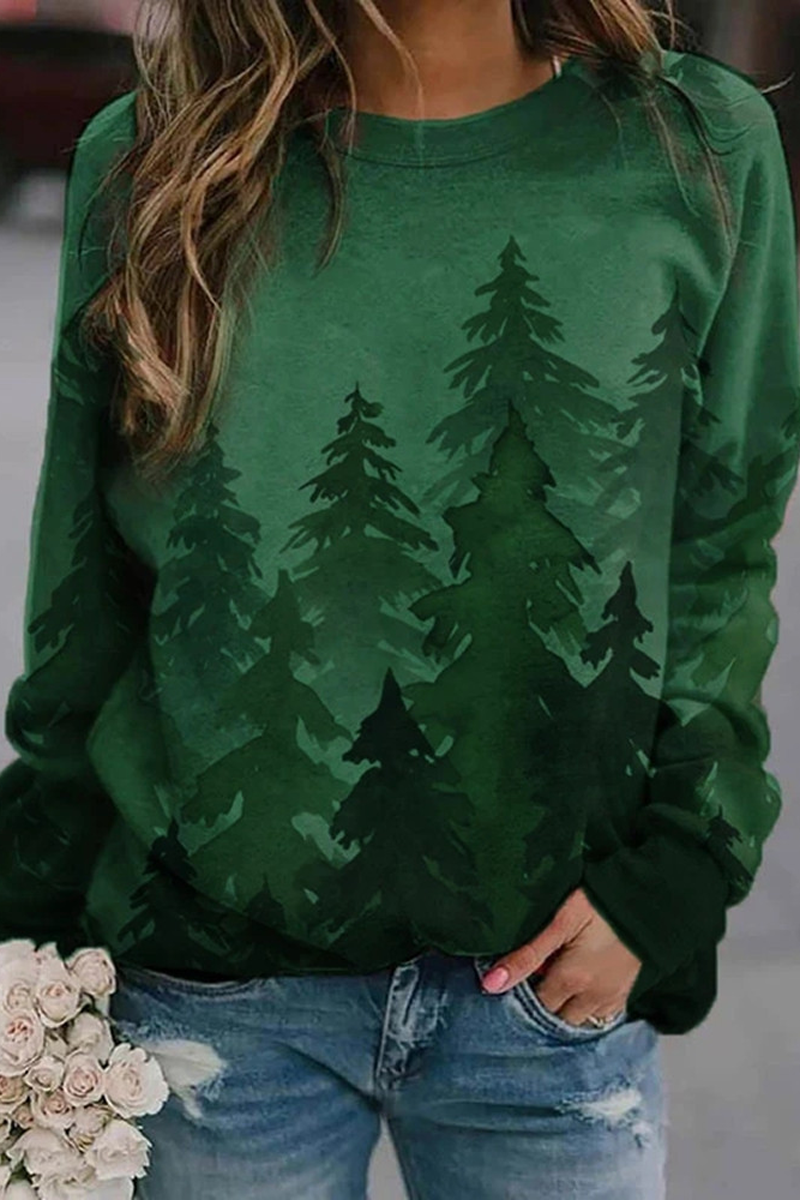 Christmas Tree Tie Dye Long Sleeve Sweatshirt