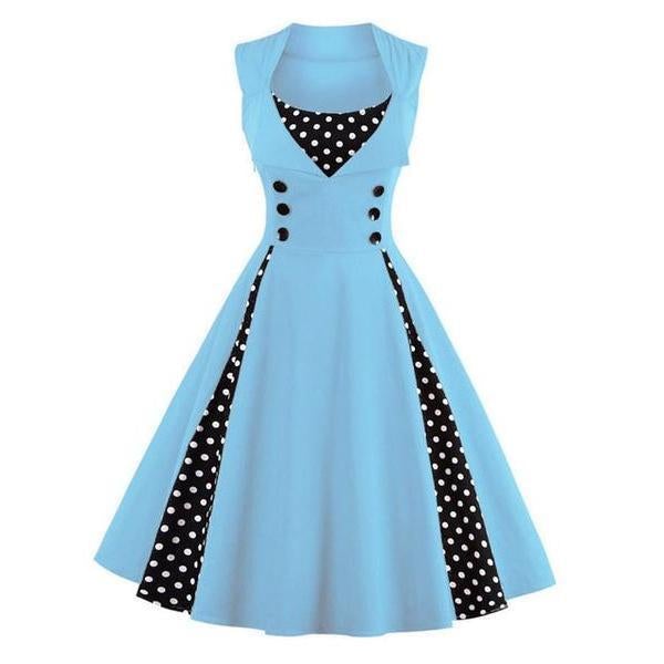 Plus Size Women Robe Retro Vintage Dress Dot Swing Pin Up Summer Party Dresses