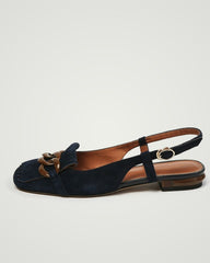 Buckle & Tassel Upper Sqaure-toe Flat Slip-on