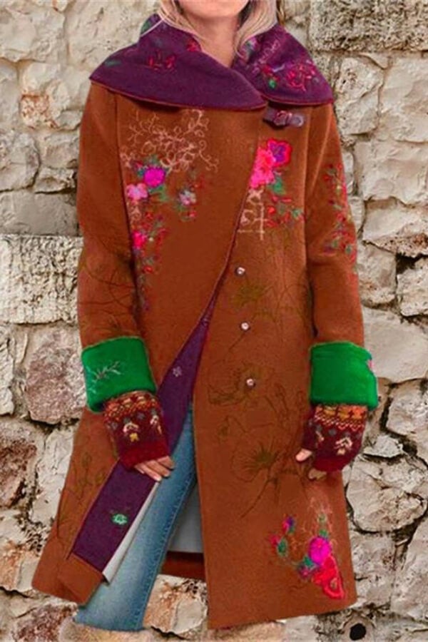 Fashion Floral Loose Dust Coat