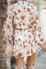 Fashion Floral Print Button Dress