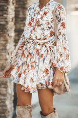 Fashion Floral Print Shirt Dress