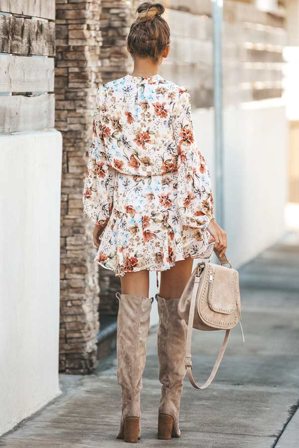 Fashion Floral Print Shirt Dress