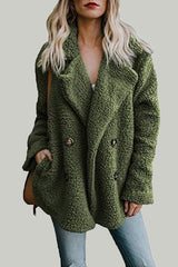 Fashion Lapel Button Plush Solid Coat