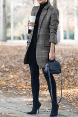 Fashion Lapel Plaid Print Coat