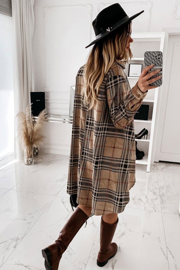 Fashion Loose Lapel Shirt Dress