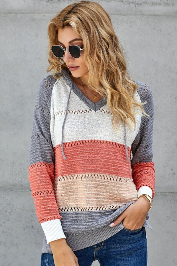 Fashion Patchwork Knitting Hoodie